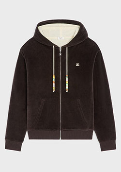CELINE Velvet Cotton Loose Zip Hoodie | 19JJ BROWN