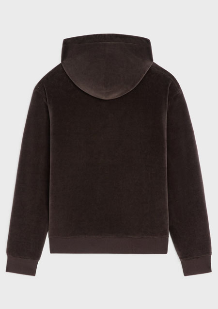 CELINE Velvet Cotton Loose Zip Hoodie | 19JJ BROWN