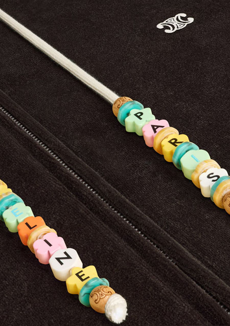 CELINE Velvet Cotton Loose Zip Hoodie | 19JJ BROWN