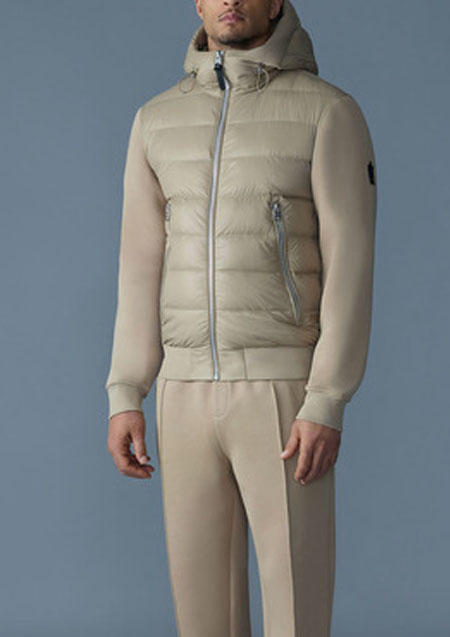 MACKAGE HYBRID DOWN HOODIE JACKET FRANK-R | Light Camel | MENS
