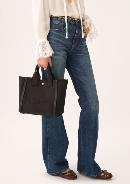Chloé キャンバス製CHLOÉ CARRYスモールトートバッグ | BLACK