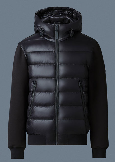 MACKAGE HYBRID DOWN HOODIE JACKET FRANK-R | BLACK | MENS