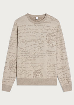 BERLUTI スクリットパターン クルーネック カシミヤ | D55 WOOLLY BEIGE