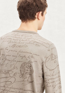 BERLUTI スクリットパターン クルーネック カシミヤ | D55 WOOLLY BEIGE