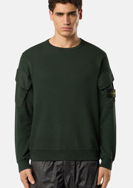 STONE ISLAND ORGANIC COTTON FLEECE | V005EKHAKIGREEN