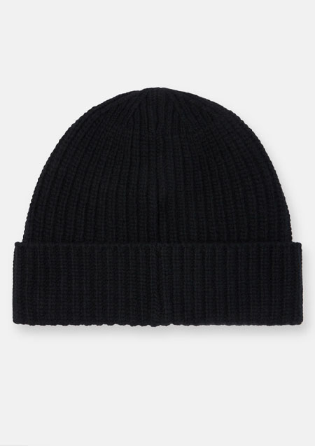 STONE ISLAND LIGHT RWS GEELONG WOOL ビーニー Compassパッチ＆リブニット | V0029BLACK