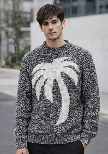 PALM ANGELS PALM THREE CREW NECK KNIT | 0803 GRAY