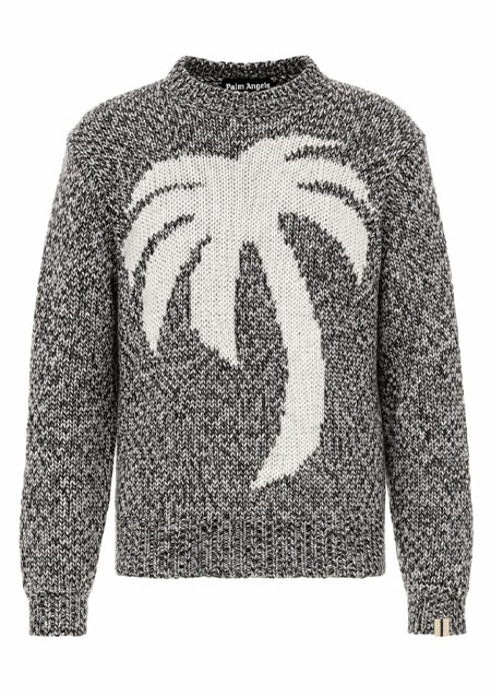 PALM ANGELS PALM THREE CREW NECK KNIT | 0803 GRAY