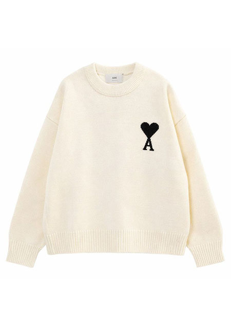 AMI PARIS メリノウールフェルトニット セーター | 151WHITE