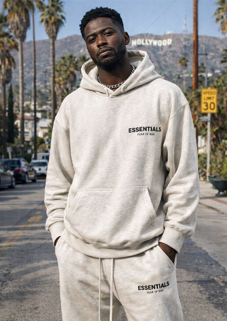 FOG ESSENTIALS 22SS BACK LOGO SWEAT HOODIE | LT/OATMEAL