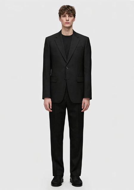 AMI PARIS TWO BUTTONS JACKET | WOOL TRICOTINE BLACK