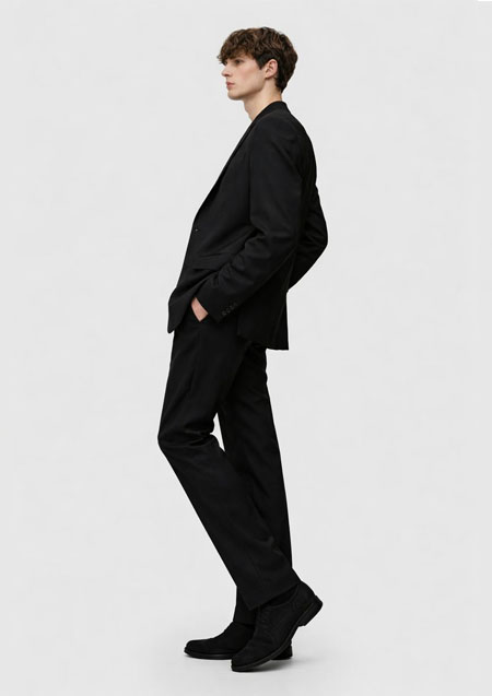 AMI PARIS TWO BUTTONS JACKET | WOOL TRICOTINE BLACK