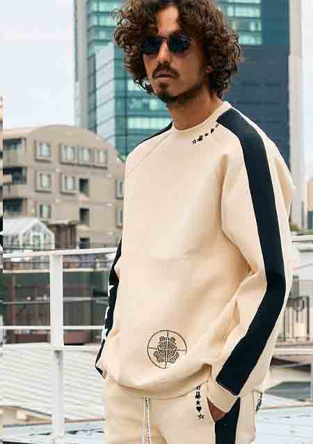 STUD MUFFIN TRストレッチポンチ ラインストーン ターゲットベアラインスエットシャツ | OFF WHITE