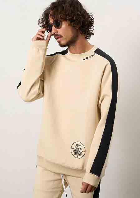 STUD MUFFIN TRストレッチポンチ ラインストーン ターゲットベアラインスエットシャツ | OFF WHITE