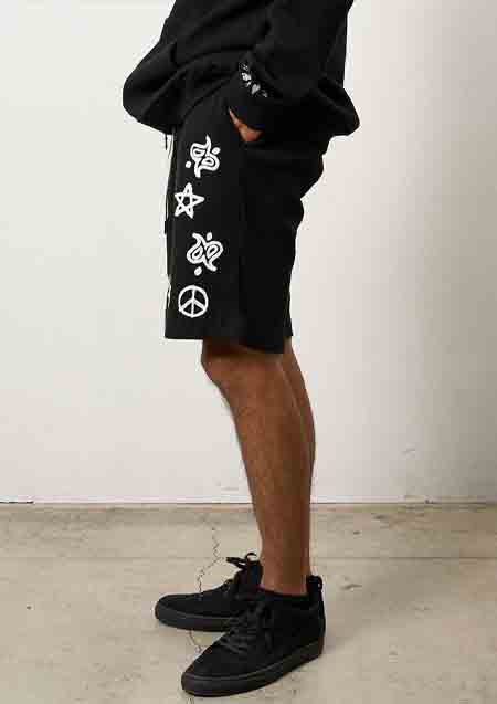 STUD MUFFIN ヘビーウエイトコットンワッフル ペイズリーサガラショートパンツ | BLACK