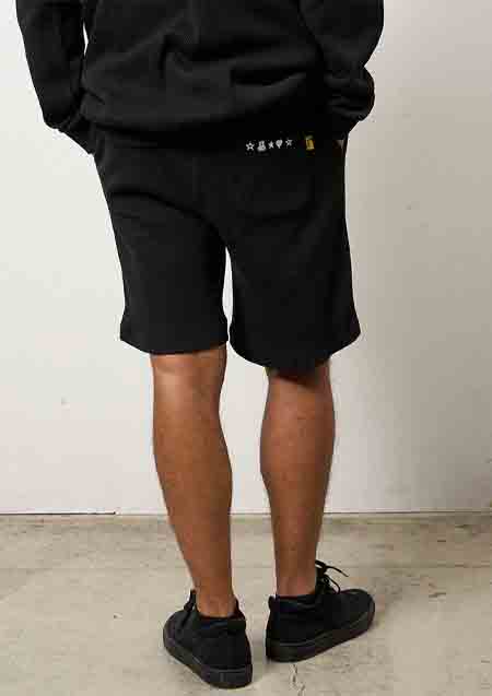 STUD MUFFIN ヘビーウエイトコットンワッフル ペイズリーサガラショートパンツ | BLACK