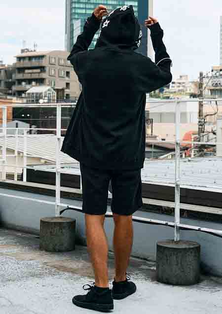 STUD MUFFIN ヘビーウエイトコットンワッフル ペイズリーサガラショートパンツ | BLACK