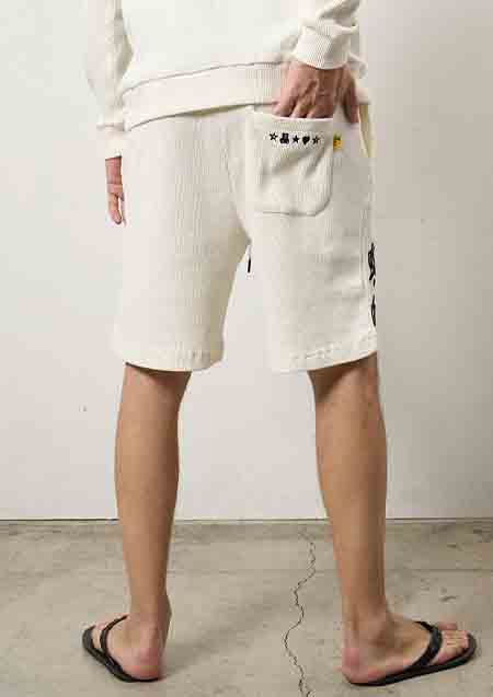STUD MUFFIN ヘビーウエイトコットンワッフル ペイズリーサガラショートパンツ | WHITE