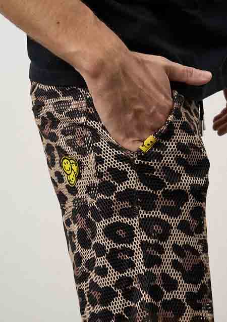 STUD MUFFIN レオパードメッシュ スマイリーパッチ ショートパンツ | BROWN