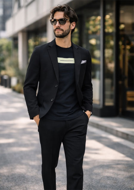 ARMYRICH 快適ストレッチメッシュ素材 Feel Loose 2Bテーラードスーツ | BLACK