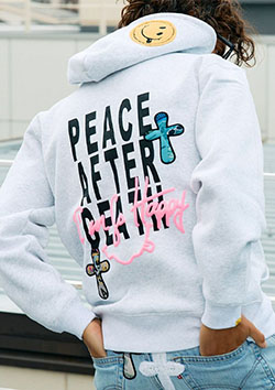 STUD MUFFIN TC裏毛起毛 PEACE AFTER DEATH&マルチパッチワーク プルパーカー | ASH