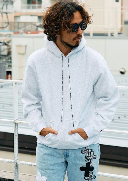 STUD MUFFIN TC裏毛起毛 PEACE AFTER DEATH&マルチパッチワーク プルパーカー | ASH