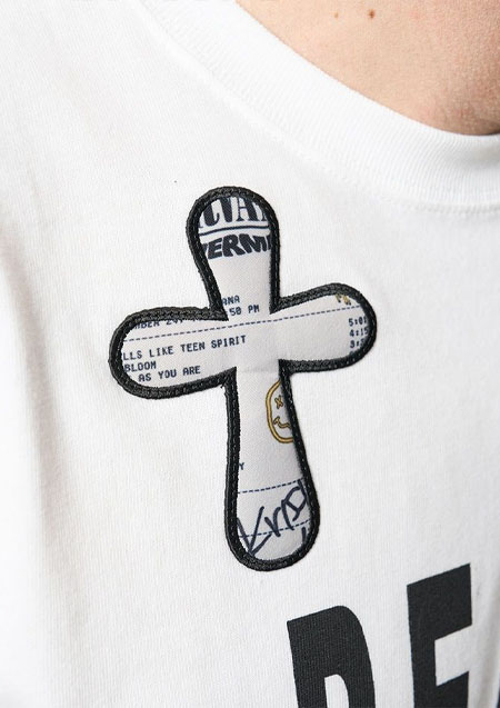 STUD MUFFIN 5.6ozコットン天竺 PEACE AFTER DEATH&クロスパッチワーク LS Tシャツ | WHITE