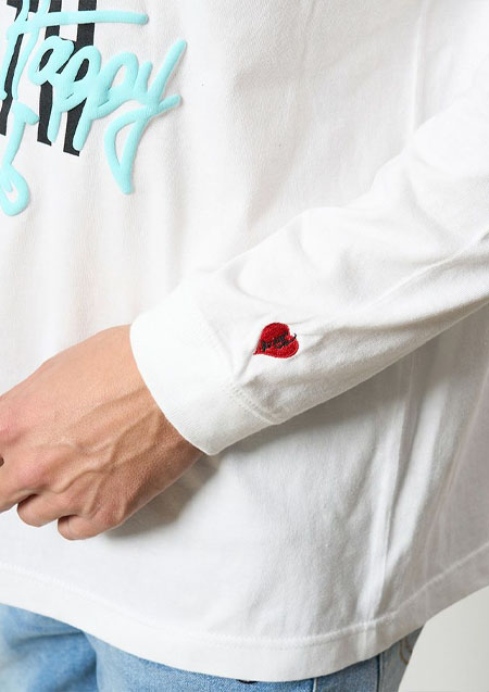 STUD MUFFIN 5.6ozコットン天竺 PEACE AFTER DEATH&クロスパッチワーク LS Tシャツ | WHITE