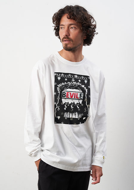 STUD MUFFIN 5.6ozコットン天竺 MMシークイン LS Tシャツ | WHITE