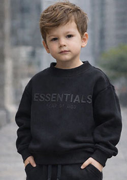 FOG ESSENTIALS KIDS FRONT LOGO CREW SWEAT SHIRTS | BLACK | KIDS