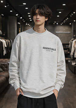 FOG ESSENTIALS 22SS BACK LOGO CREW SWEAT SHIRTS | LT/OATMEAL