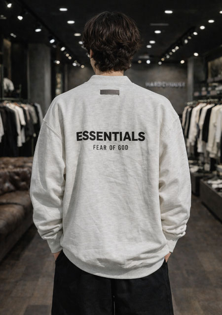 FOG ESSENTIALS 22SS BACK LOGO CREW SWEAT SHIRTS | LT/OATMEAL