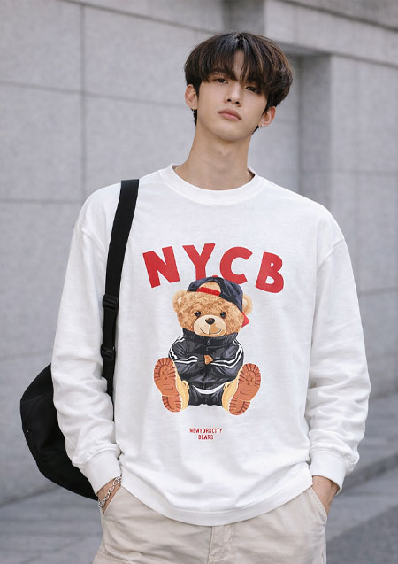 GOTHAM NYC BEAR LS TEE | WHITE