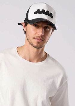 muta x wjk wave cut-off mesh cap | 19black × white