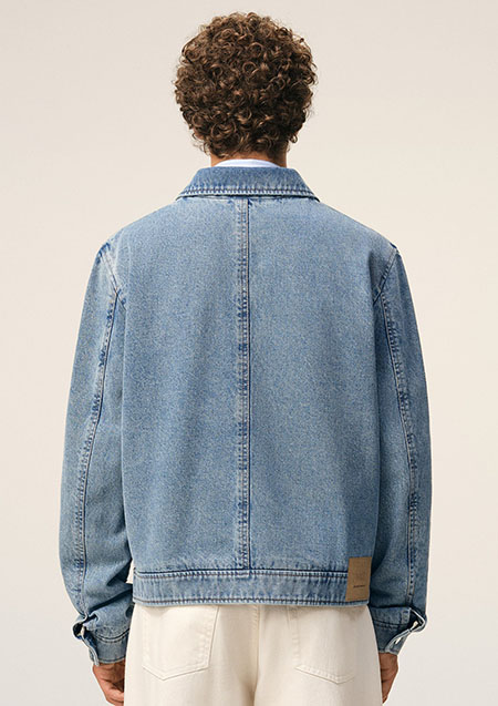 AMI PARIS ブルー コットン コントラスト AMI DE COEUR ジップジャケット | 480INDIGO