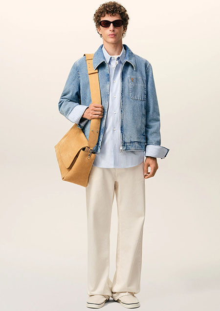 AMI PARIS ブルー コットン コントラスト AMI DE COEUR ジップジャケット | 480INDIGO