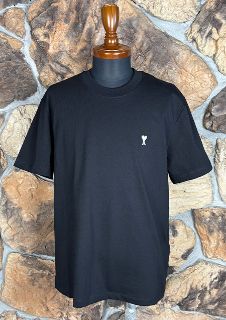 ami paris ブラック コットン AMI DE COEUR Tシャツ ライトコットンジャージー Ami de Coeur Tシャツ | 045BLACK