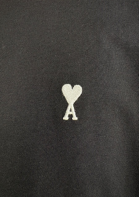 ami paris ブラック コットン AMI DE COEUR Tシャツ ライトコットンジャージー Ami de Coeur Tシャツ | 045BLACK