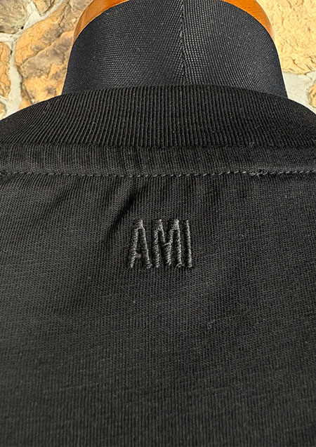 ami paris ブラック コットン AMI DE COEUR Tシャツ ライトコットンジャージー Ami de Coeur Tシャツ | 045BLACK