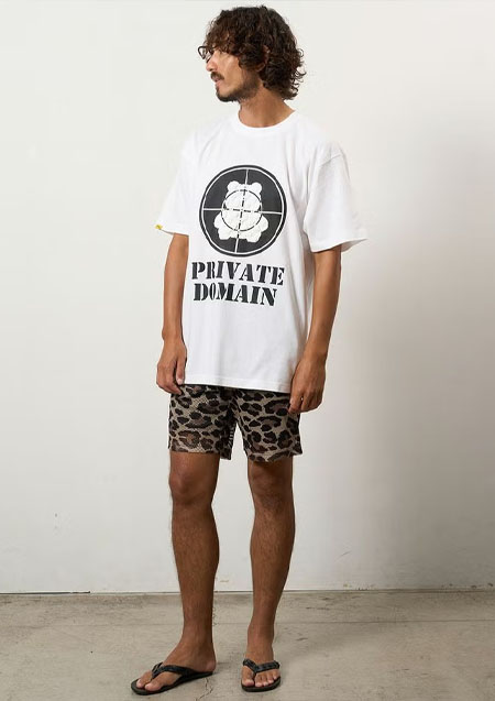 STUD MUFFIN 8oz5.6ozコットン天竺 ターゲットベアフォームプリントSSシャツ Tシャツ | WHITE