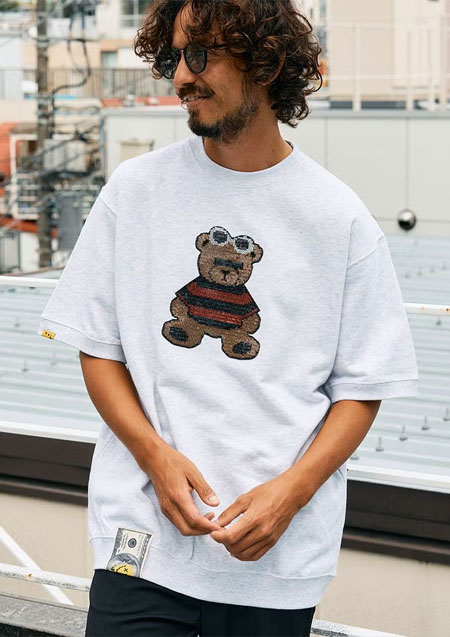 STUD MUFFIN 8ozフレンチテリー カートベアシークイン SSシャツ | ASH