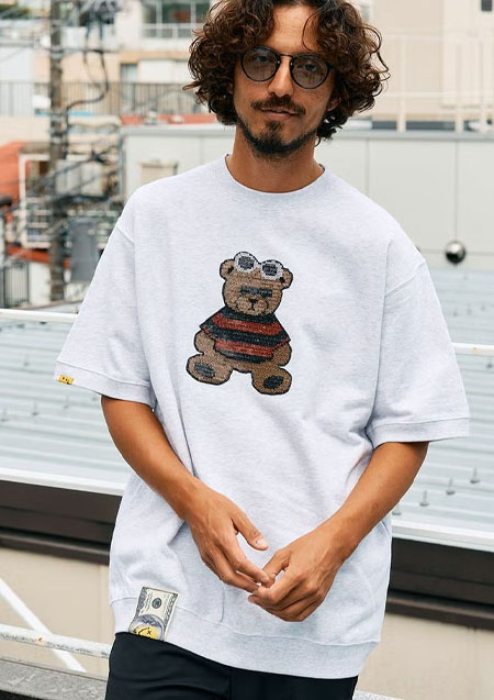 STUD MUFFIN 8ozフレンチテリー カートベアシークイン SSシャツ | ASH