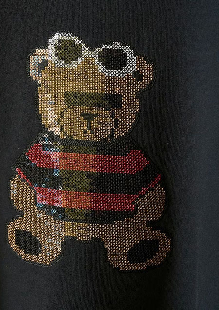 STUD MUFFIN 8ozフレンチテリー カートベアシークイン SSシャツ | BLACK