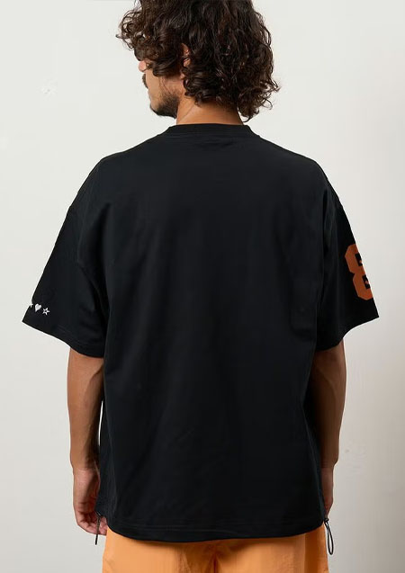 STUD MUFFIN コットン天竺 8スマイル ドローコードワイドSSTシャツ | BLACK