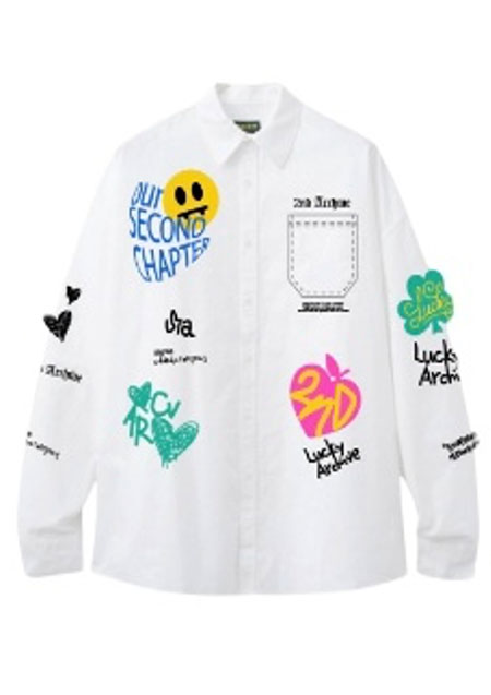 2nd Archive graphic L/S Shirts | WHITE