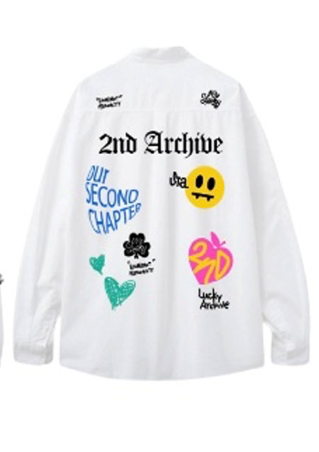 2nd Archive graphic L/S Shirts | WHITE
