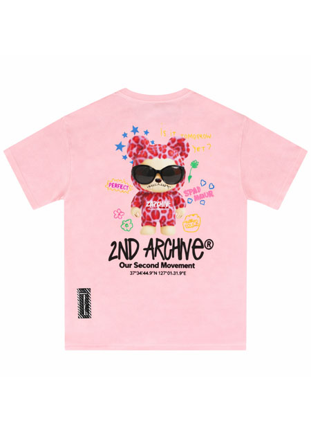 2nd Archive FUNKY SUNGLASS BEAR Tee | PINK