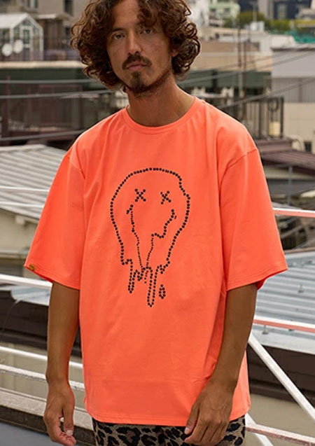STUD MUFFIN 7ozコットン天竺 メタルスタッズスマイル SSシャツ Tシャツ | F.ORANGE