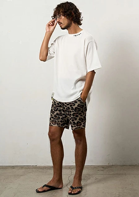 STUD MUFFIN スタッドマフィン コットンヘビーワッフル ワンポイント刺繍 オーバーサイズSSシャツ | WHITE