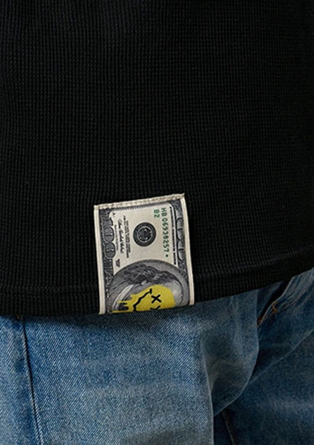 STUD MUFFIN スタッドマフィン コットンヘビーワッフル ワンポイント刺繍 オーバーサイズSSシャツ | BLACK